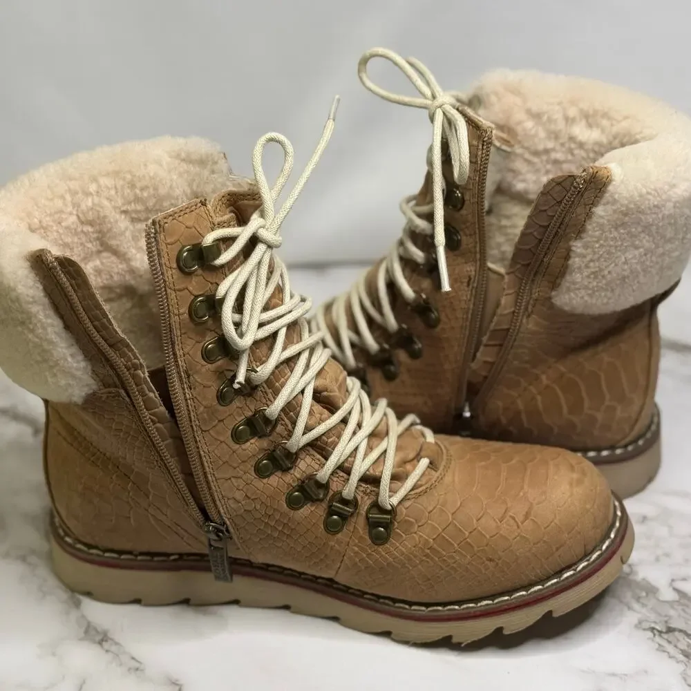 Rare Royal Canadian Cambridge “Croc” Embossed Leather Waterproof Boots 8.5 - Picture 6 of 16